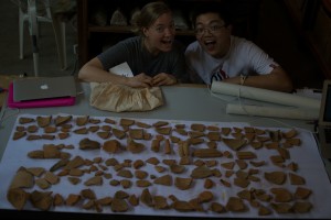 Kirsten and AJ getting excited with the “puzzle” of coarse wares
